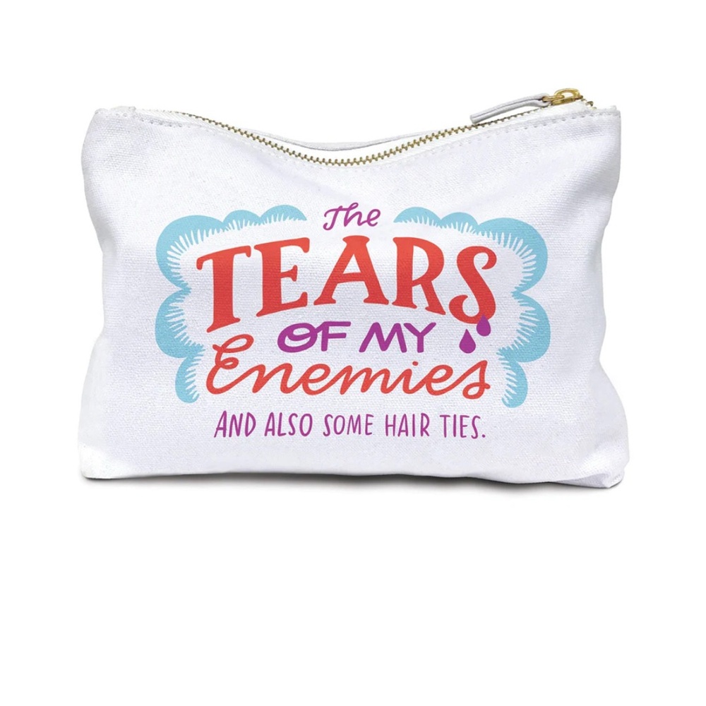 Emily McDowell “Tears of My Enemies And Also Some Hair Ties” Canvas Zipper Pouch